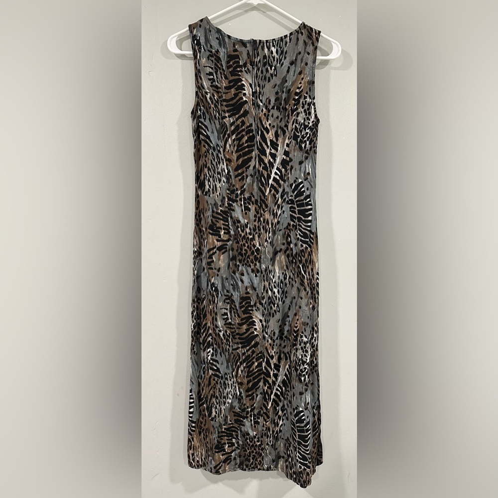Connected Apparel Animal Print Maxi Dress - Black, Brown, Gray size 6 - Picture 2 of 9